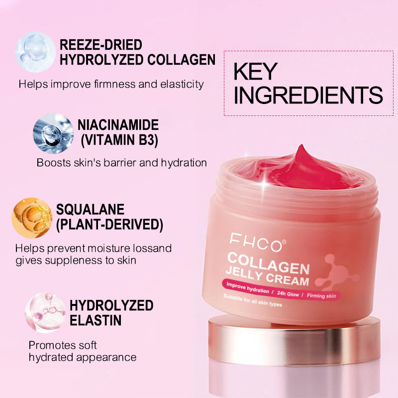 OEM Private Label Collagen Jelly Cream Firming Skin Pore Minimizing Deeply Nourishing Anti Aging Face Moisturizer Gel