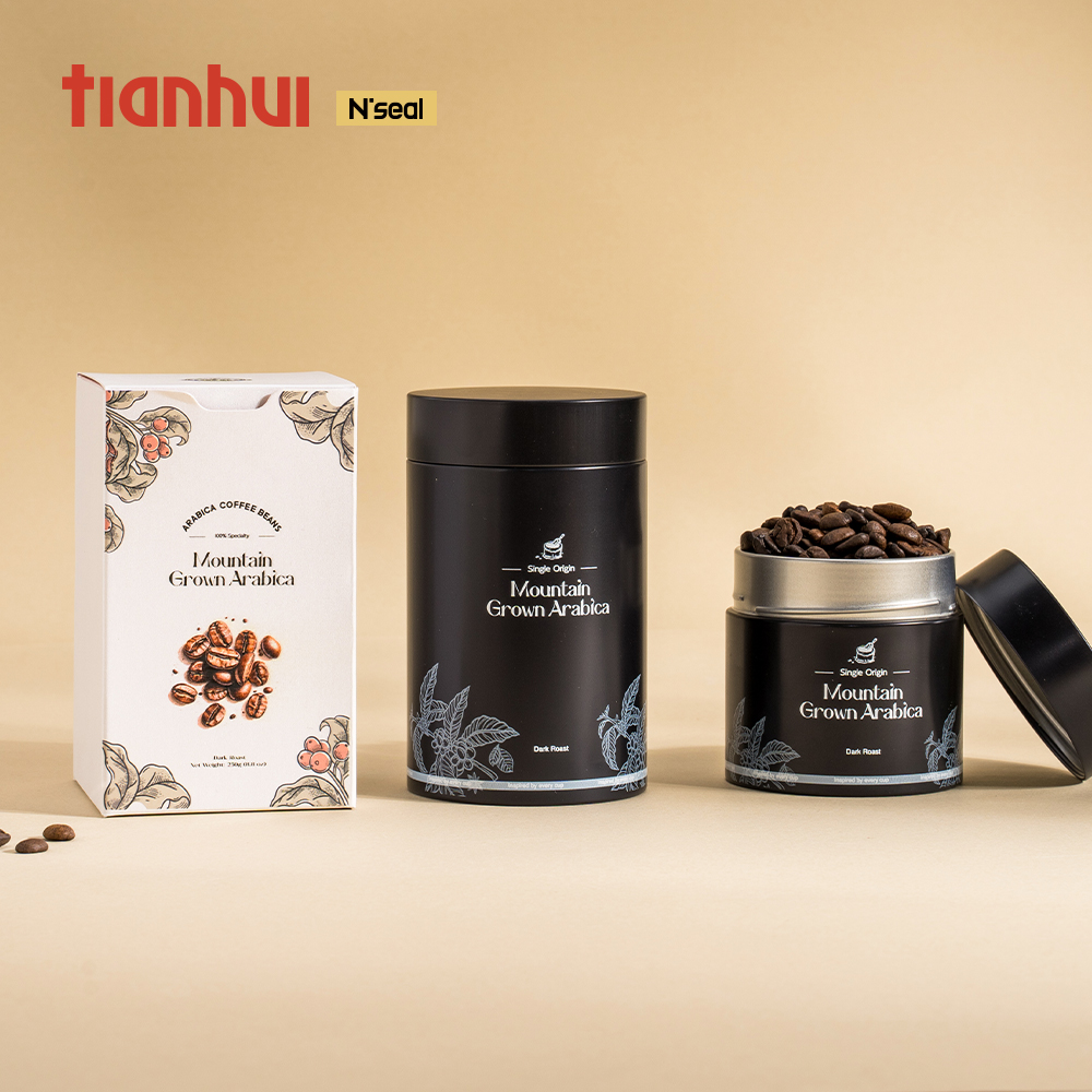Tianhui Tea Packaging Round Airtight Tea Tin Canister Food Grade Small Cylindrical Cans Matcha Tin Can With Lids