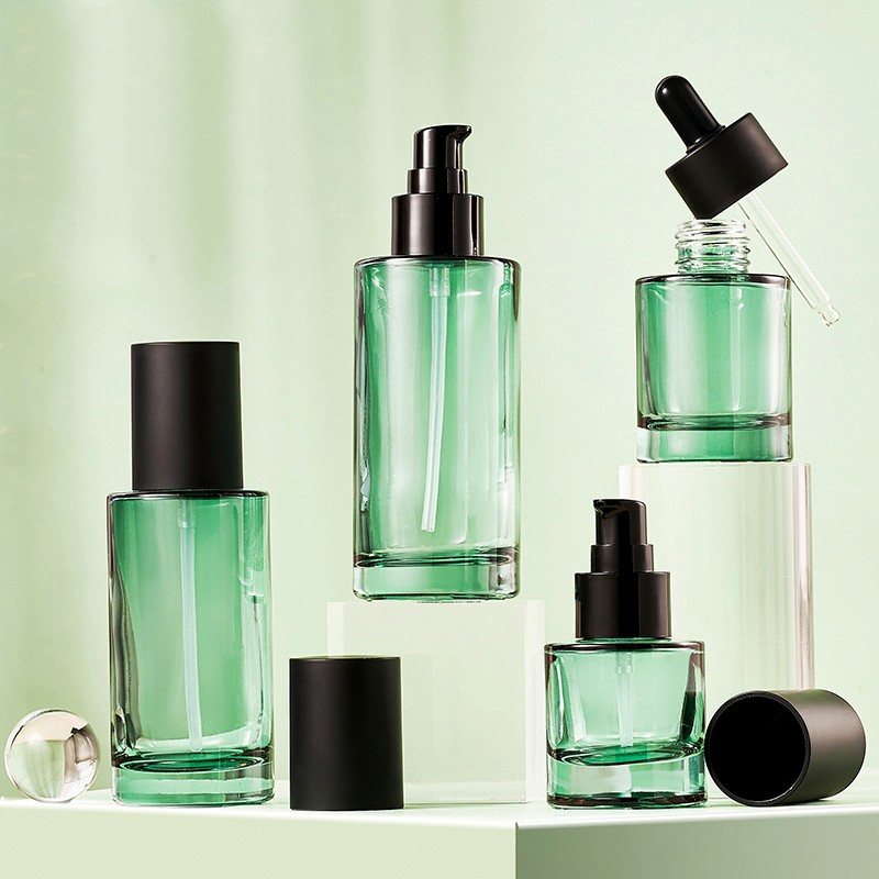 Cylinder Shape Cosmetic Dropper Screw Cap OEM Empty Lotion Glass Packaging 30ml 50ml Eye Cream Serum Bottle Screen Printing