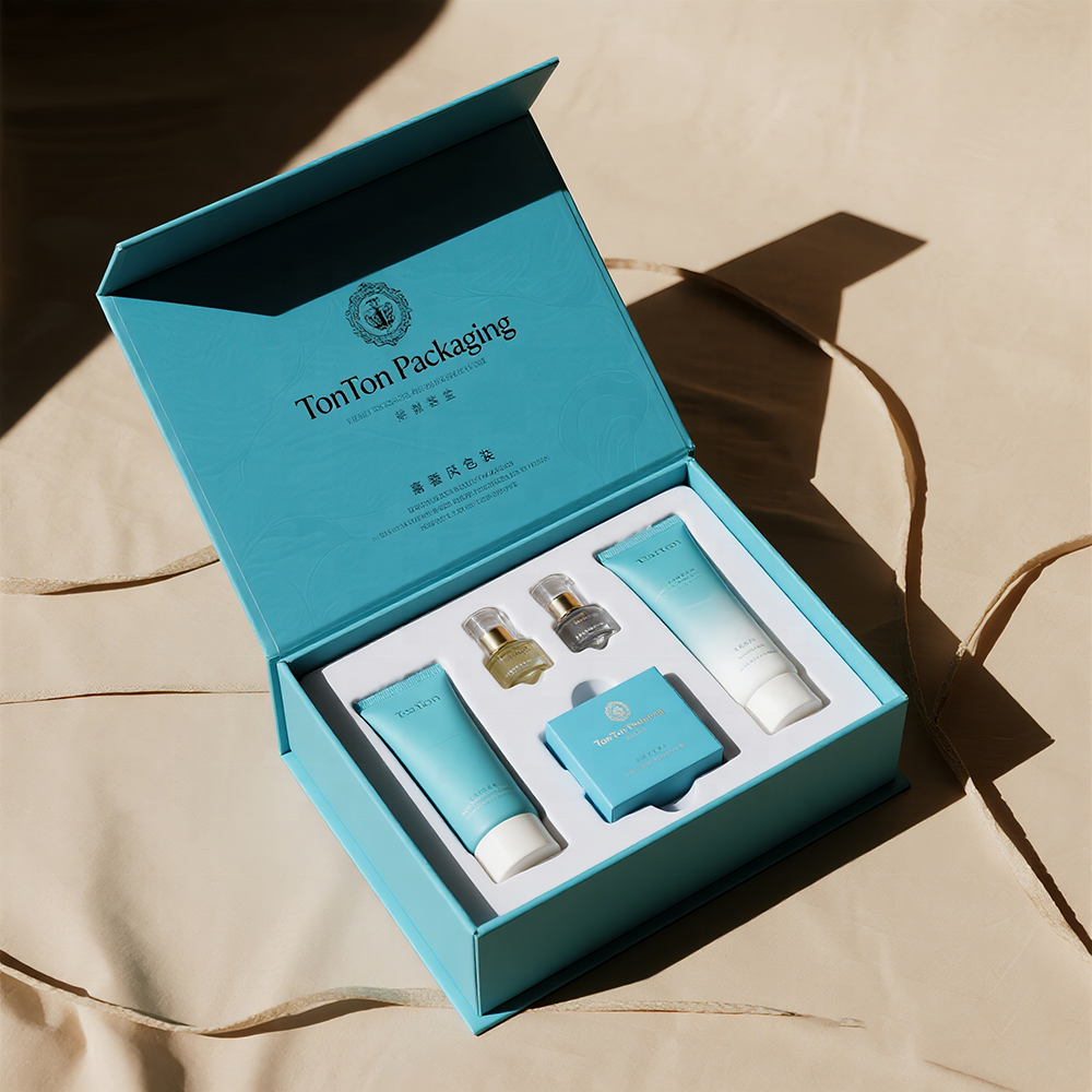 Custom Magnetic Box And Orange Gift Box For Skincare Set And Luxury Packaging Box Custom Size Paper