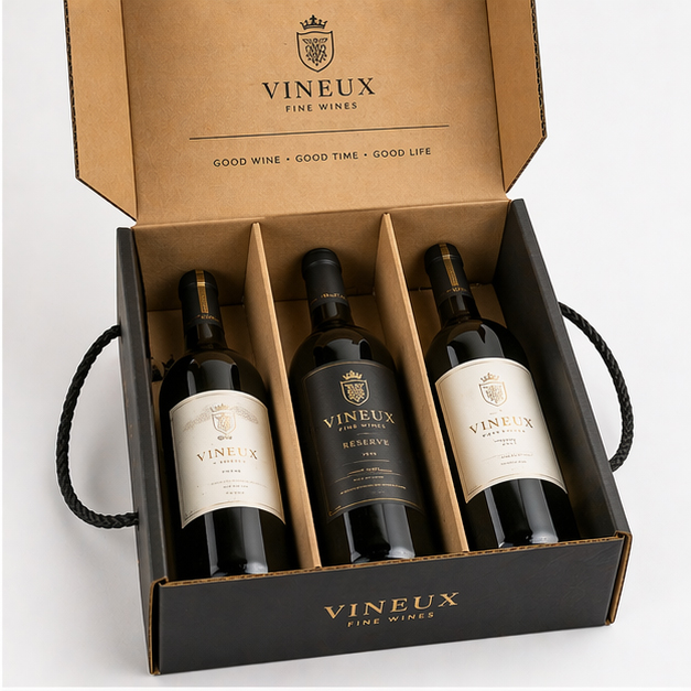 Portable Custom Printed Wine Box For Double Bottles Luxury Packaging Boxes With Logo Paper Gift Box For Wine Packaging
