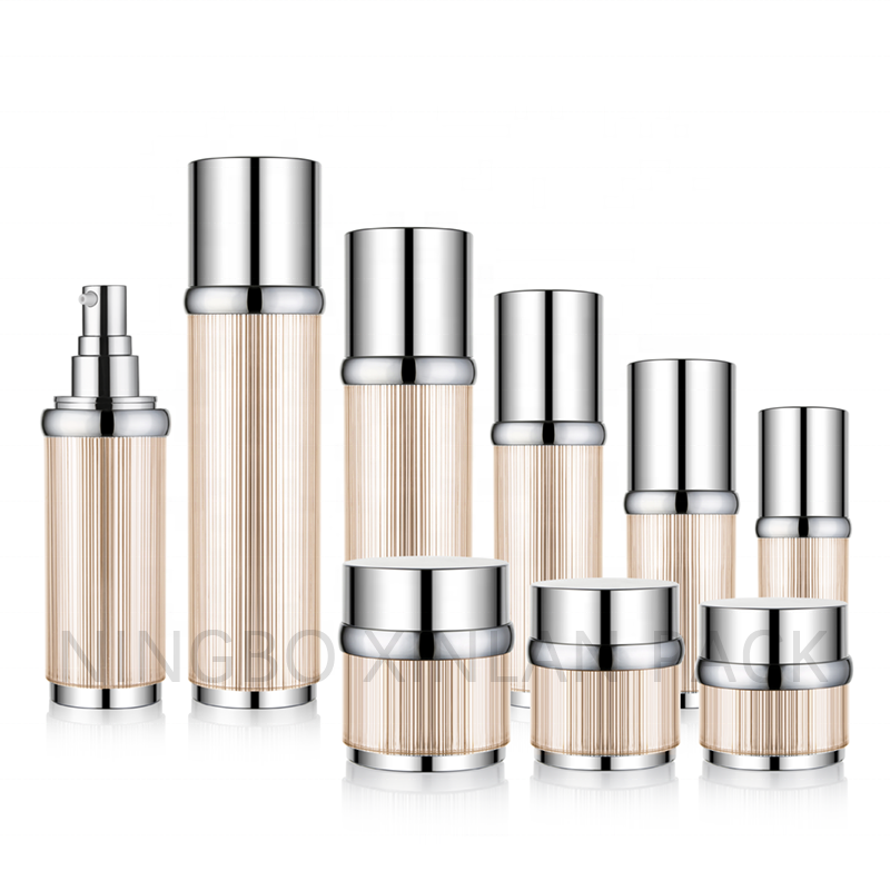 100ml 120ml Rose Gold Color Plastic Cosmetic Airless Luxury Spray Pump Bottle Set Airless Pump Bottle and Jar