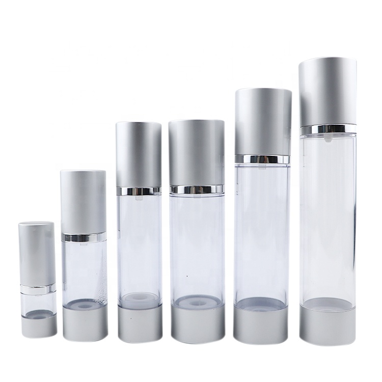 1oz 50 ml Face Cream Oil Spray Cosmetic Packaging 50ml 30ml 15ml 10ml 100ml Aluminum Silver AS Airless Pump Bottle for Lotion