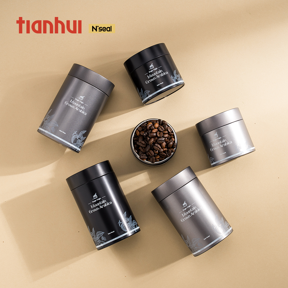 Tianhui Tea Packaging Round Airtight Tea Tin Canister Food Grade Small Cylindrical Cans Matcha Tin Can With Lids