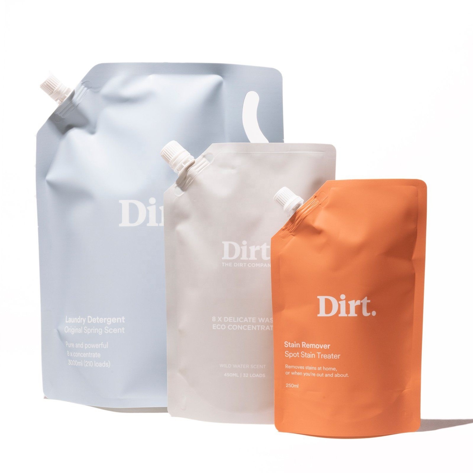 Custom Printed Laminated Material Stand up Pouch With Corner Spout for Laundry Detergent Refill and Beverage Packaging