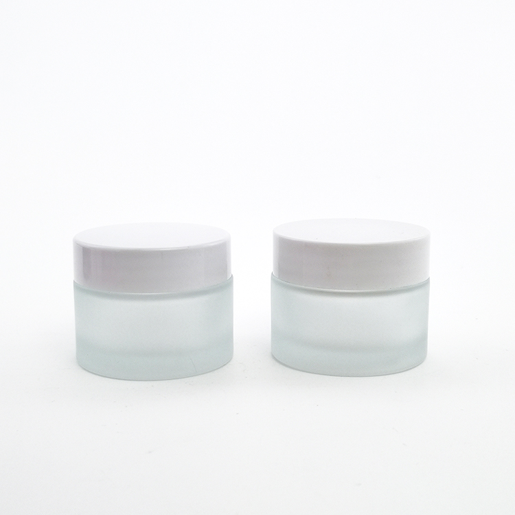 Eco Friendly Cosmetic Jars 15g 30g 50g 100g Luxury Frosted Glass Cream Jar with Lid for Body Butter Packaging