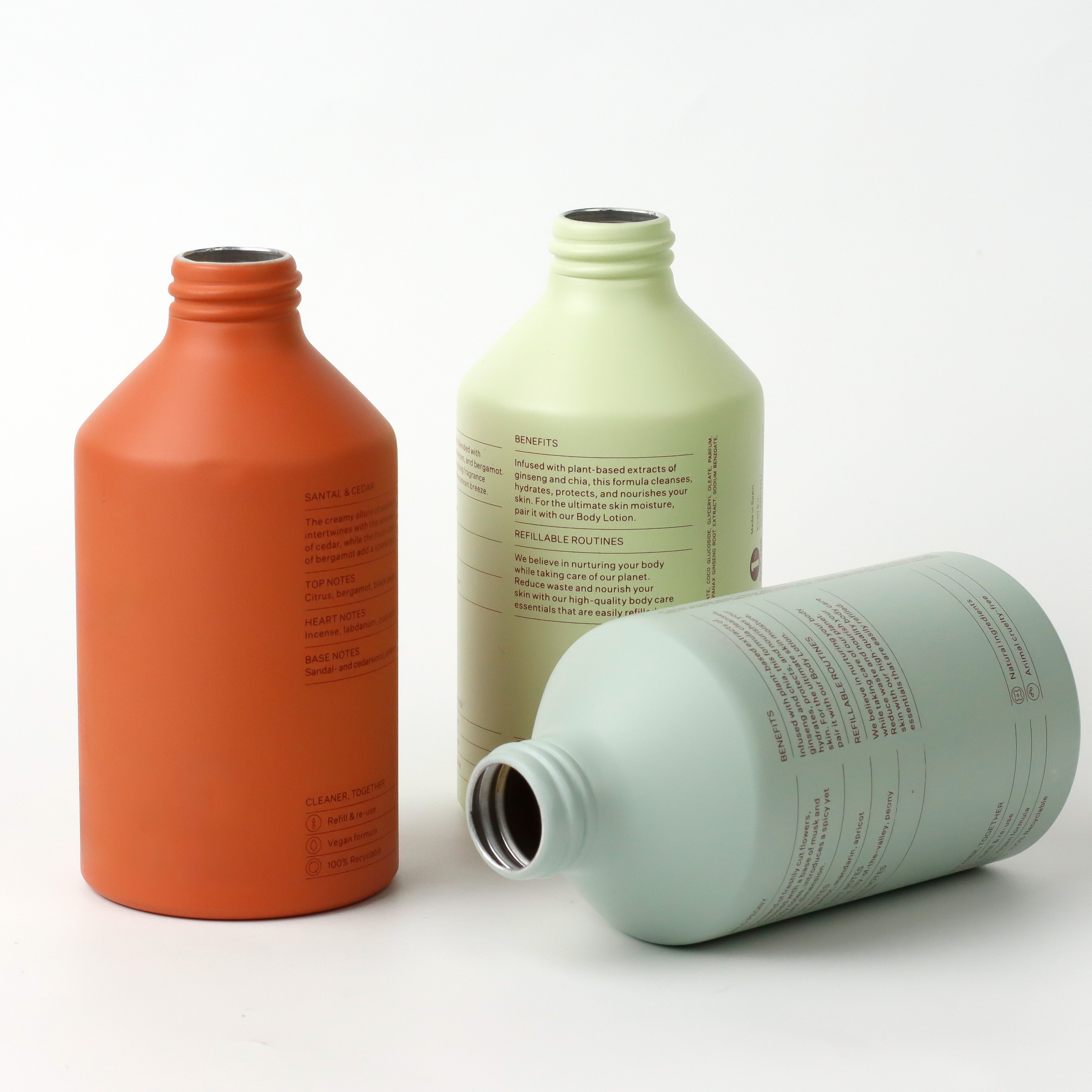 Metal Cosmetic Aluminum Bottles 100m 200ml 250ml 500ml 1000ml Empty Aluminum Bottle Essential Oil Container
