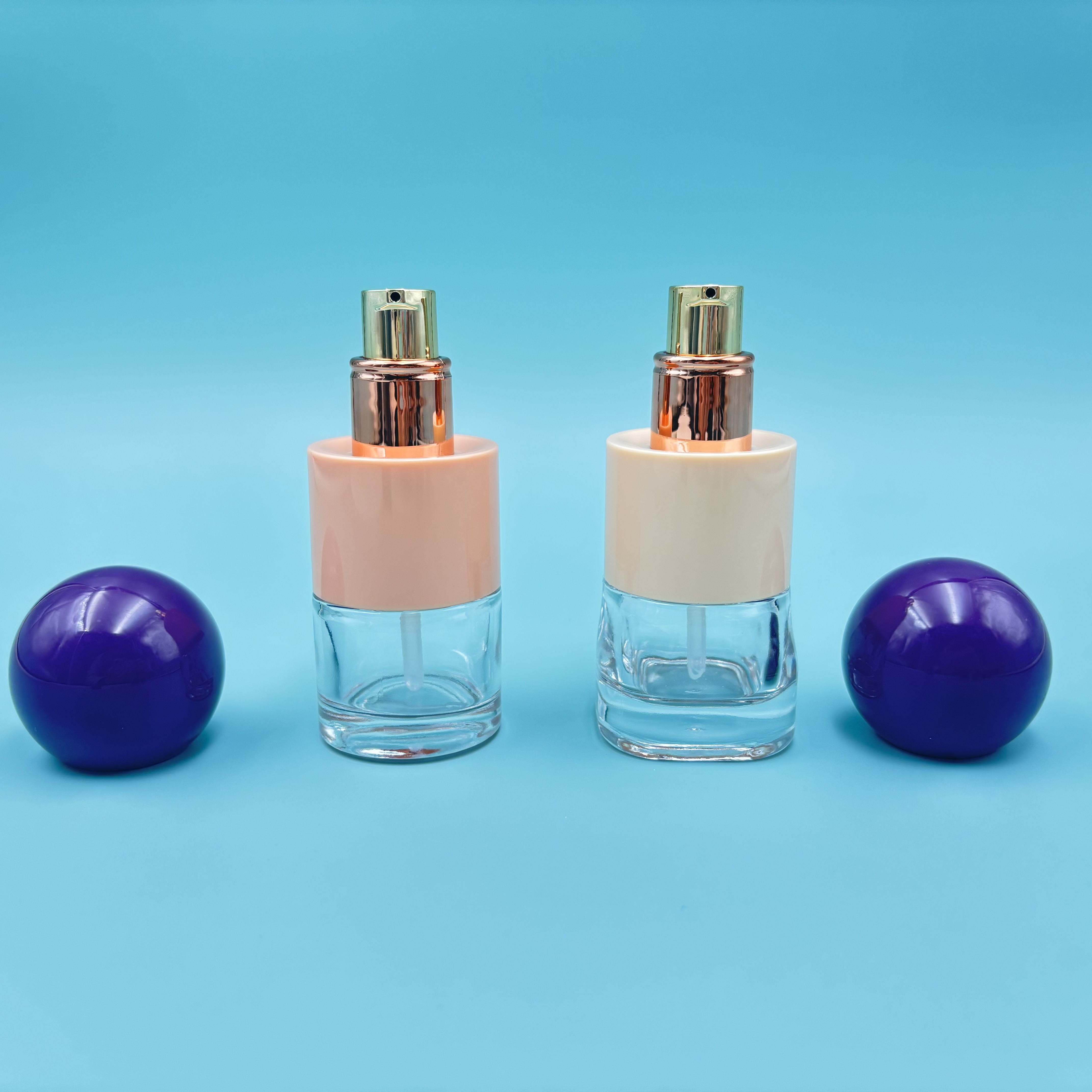30ML Clear Glass Cosmetic Pump Bottle Lotion Luxury Skincare Packaging
