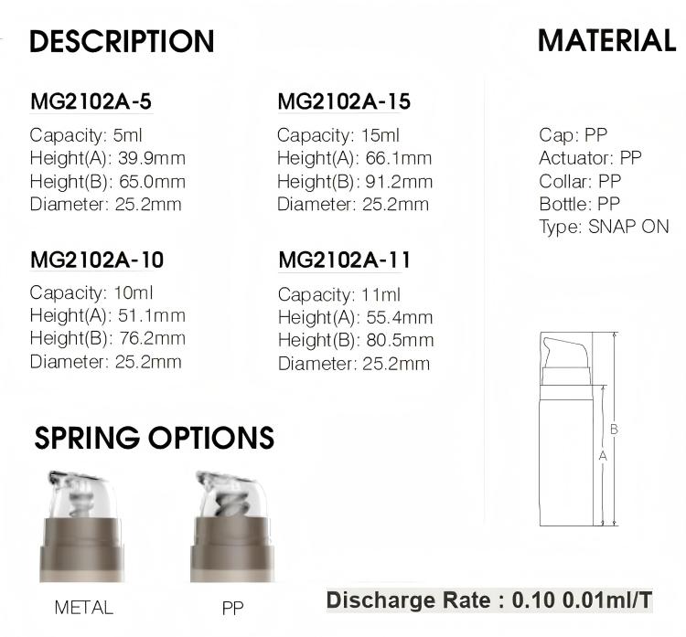 Matte 15ml 30ml 50ml Refillable Mono PP Airless Pump Cosmetic Skin Care Plastic Bottles Empty Packaging Seal Screen Printing