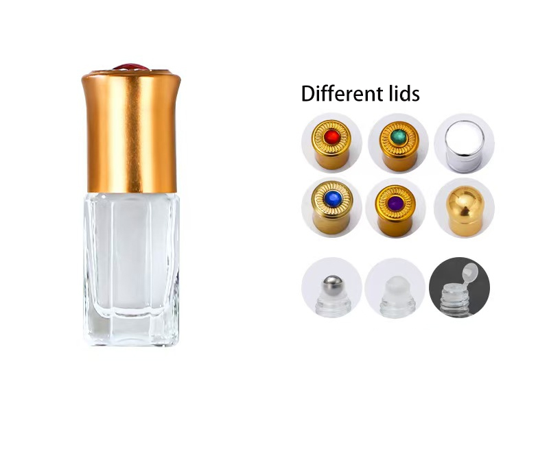 3ml 6ml 9ml 12ml Thick Bottom Glass Essence Cosmetic Packaging Flat Shoulder Glass Roller Bottle Essential Oil Bottle