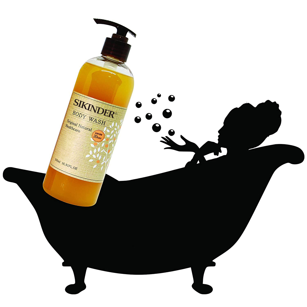 Private Label Vitamin C Herbal Fragrance Liquid Shower Gel & Body Wash Set with Exfoliator Customized Packaging