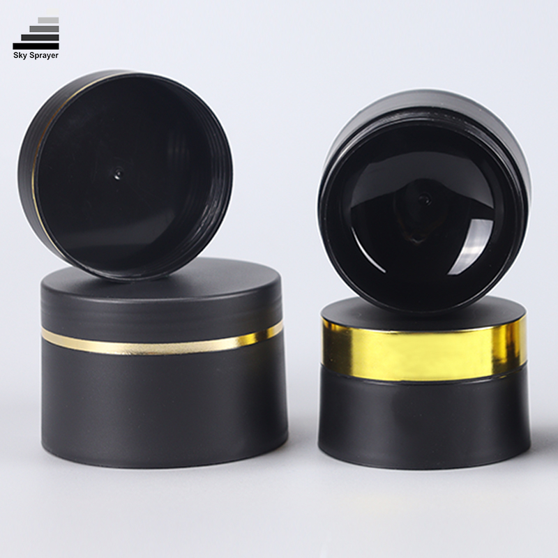 Recyclable 20g 30g 50g Black Cosmetic Packaging Jars Container Box Small Round Cylinder Shape for Cream