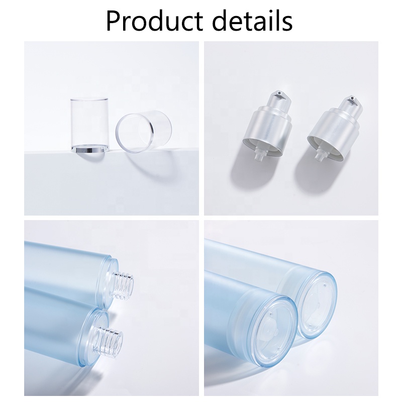 Refillable Frosted 20ml 30ml 50ml 80ml 100ml Blue Cosmetic Packaging Bottles Airless Pump Bottle for Lotion Face Cream Liquid