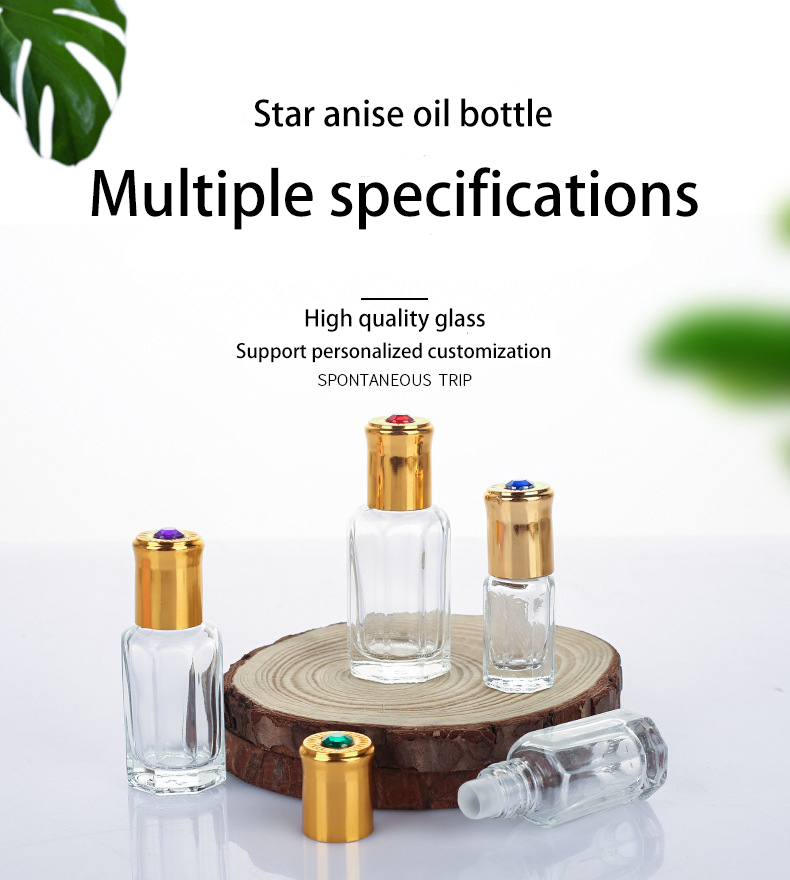 3ml 6ml 9ml 12ml Thick Bottom Glass Essence Cosmetic Packaging Flat Shoulder Glass Roller Bottle Essential Oil Bottle