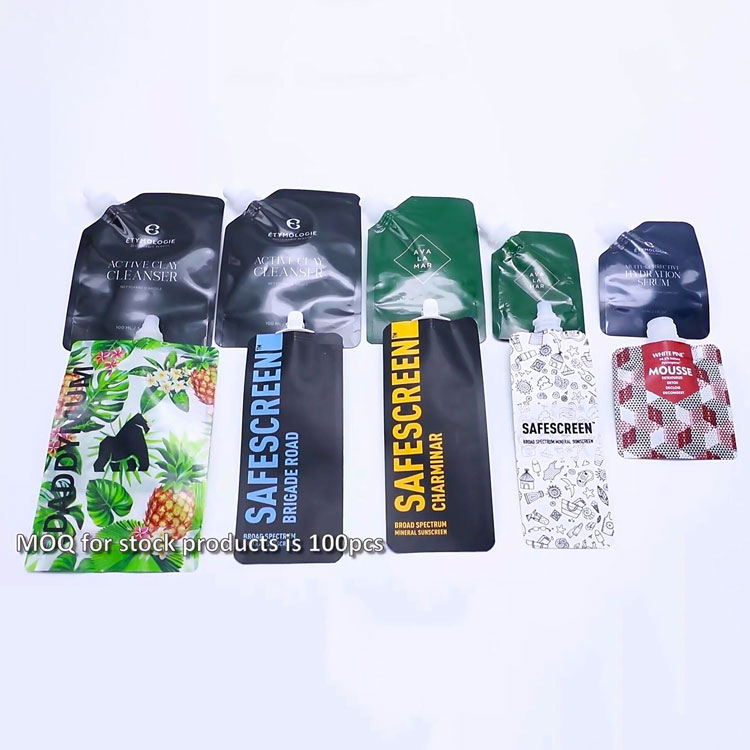 Eco Friendly Liquid Packaging Refill Bag Custom Stand Up Spout Pouch For Cream Lotion Oil Cosmetic