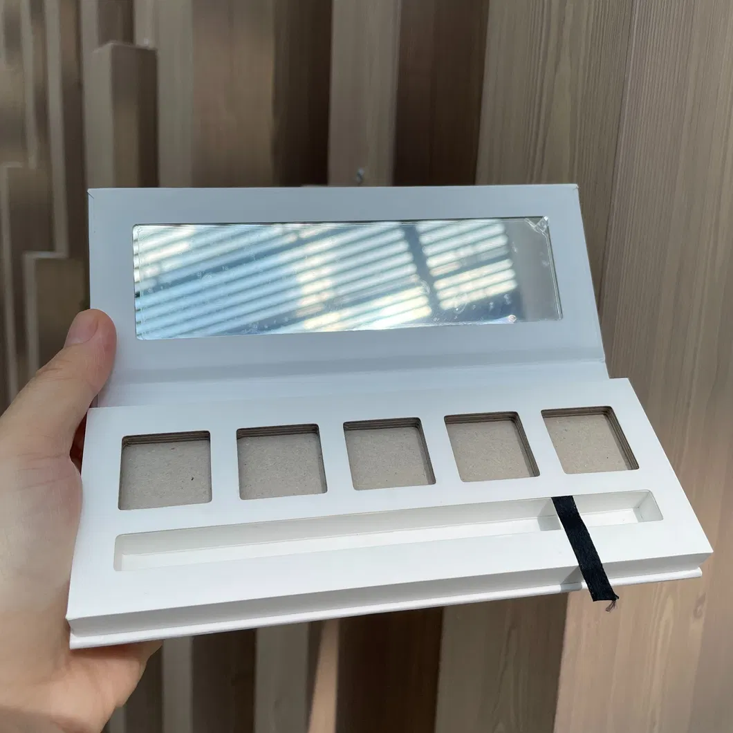 Cheap Price Custom 5 Hole Magnetic Pans Empty Makeup Eyeshadow Palette White Cosmetic Paper Packaging Eye Shadow Case Pallet