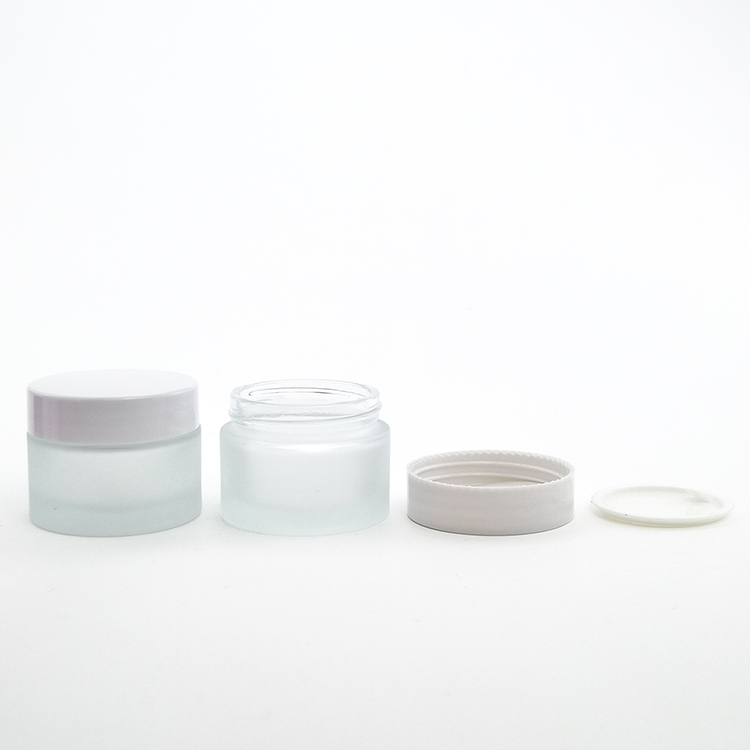 Eco Friendly Cosmetic Jars 15g 30g 50g 100g Luxury Frosted Glass Cream Jar with Lid for Body Butter Packaging