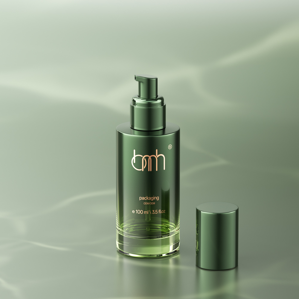 Luxury Glass Skincare Packaging Frosting Green Black Essential Oil Serum 30ml Glass Dropper Bottle
