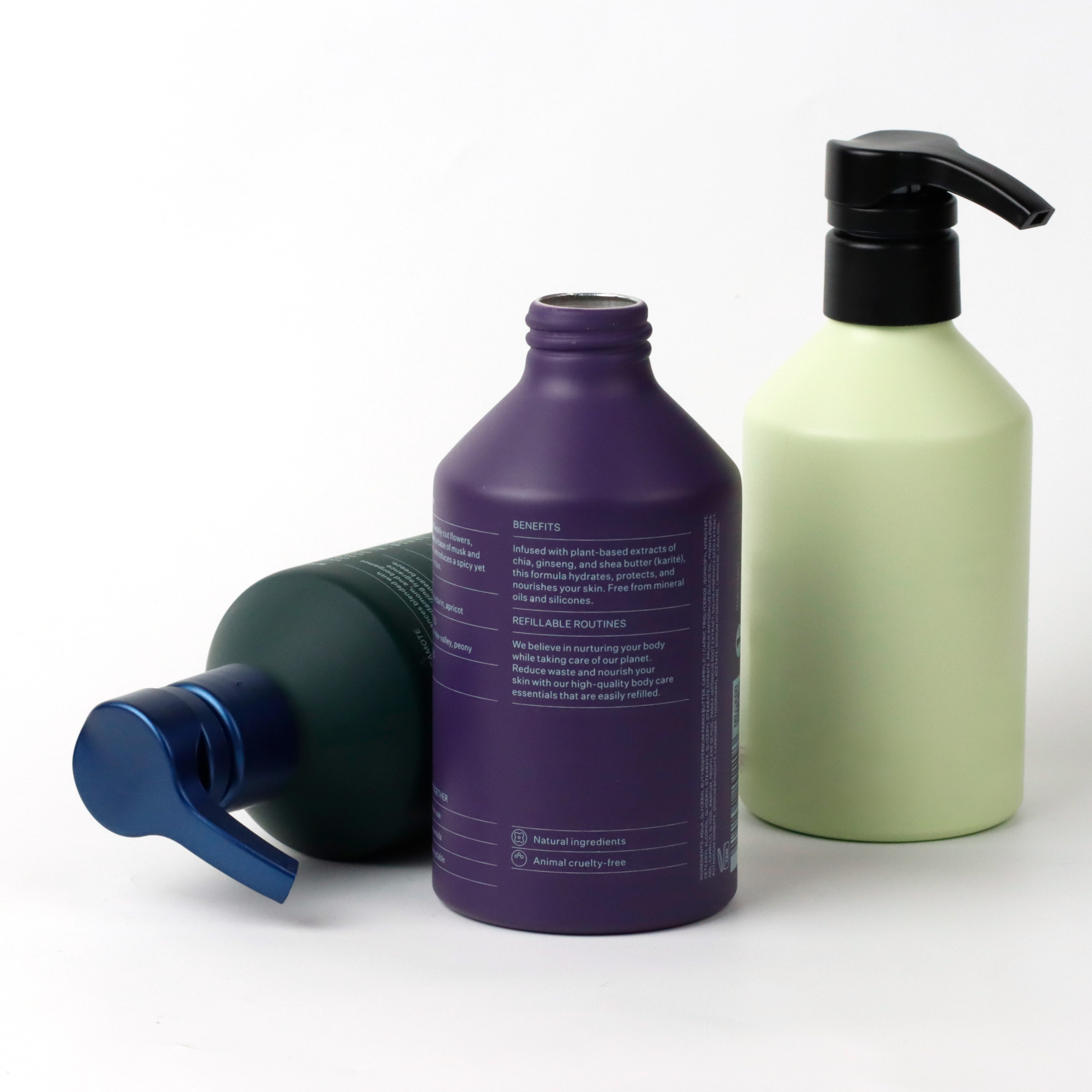Metal Cosmetic Aluminum Bottles 100m 200ml 250ml 500ml 1000ml Empty Aluminum Bottle Essential Oil Container