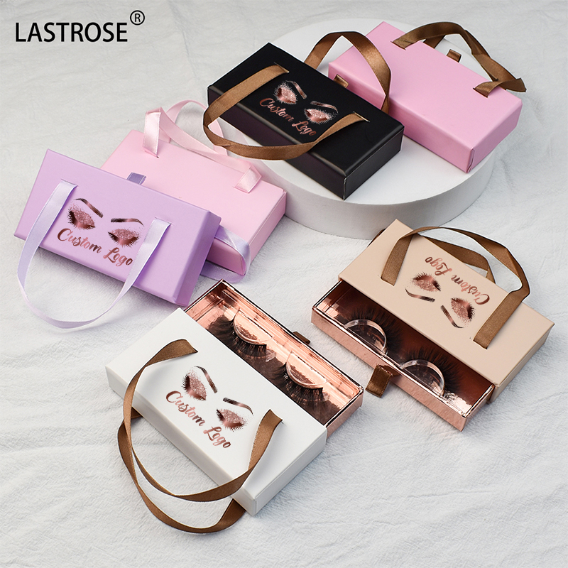 Pink Nude Empty Lash Packaging Boxes Custom logo False Eyelashes case Private Label 3D Mink Eyelash Packaging Box