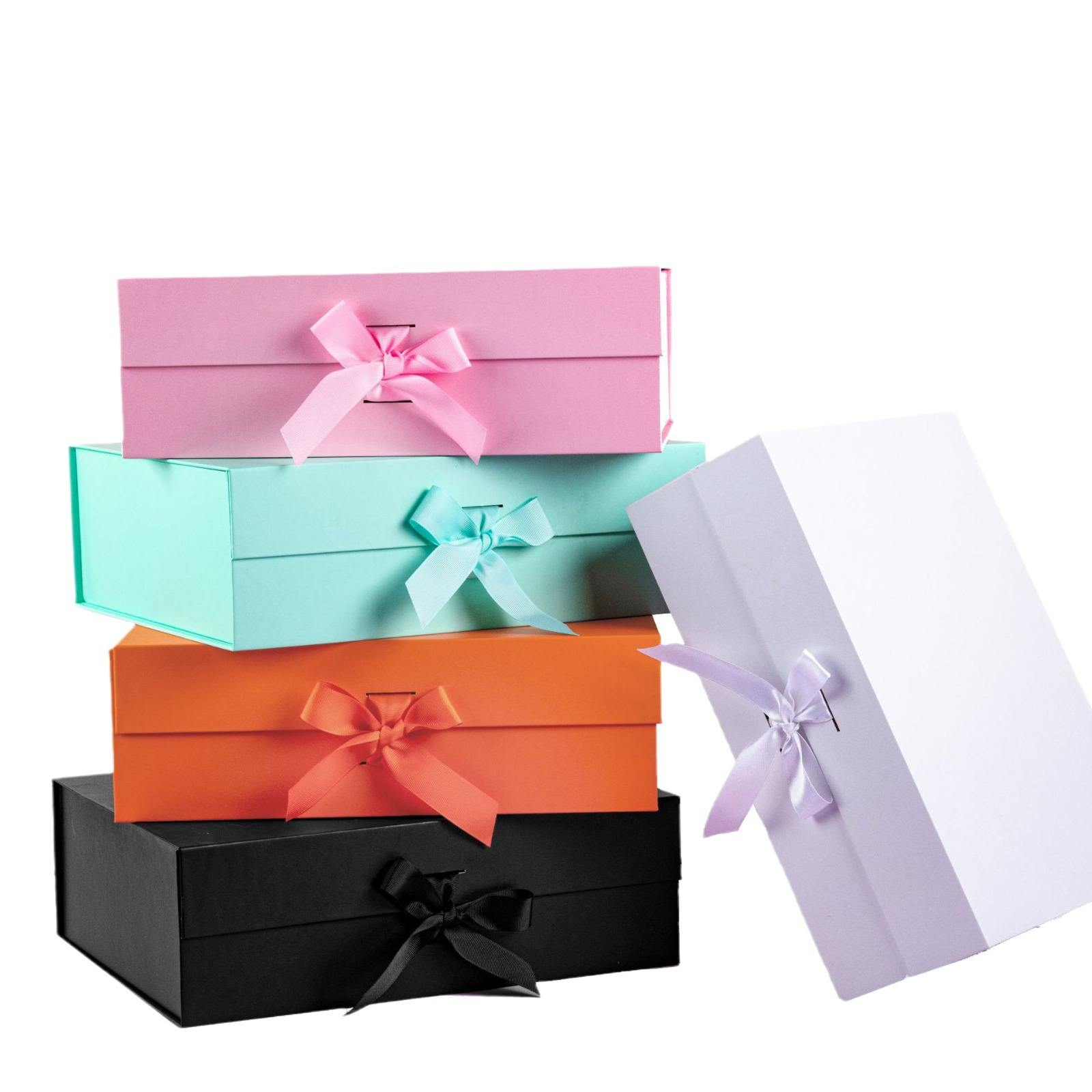 Big Logo Folding Collapsible Cardboard Baby Black Luxury Gift Packaging Rigid Magnetic Paper Boxes with Lid for Small Business