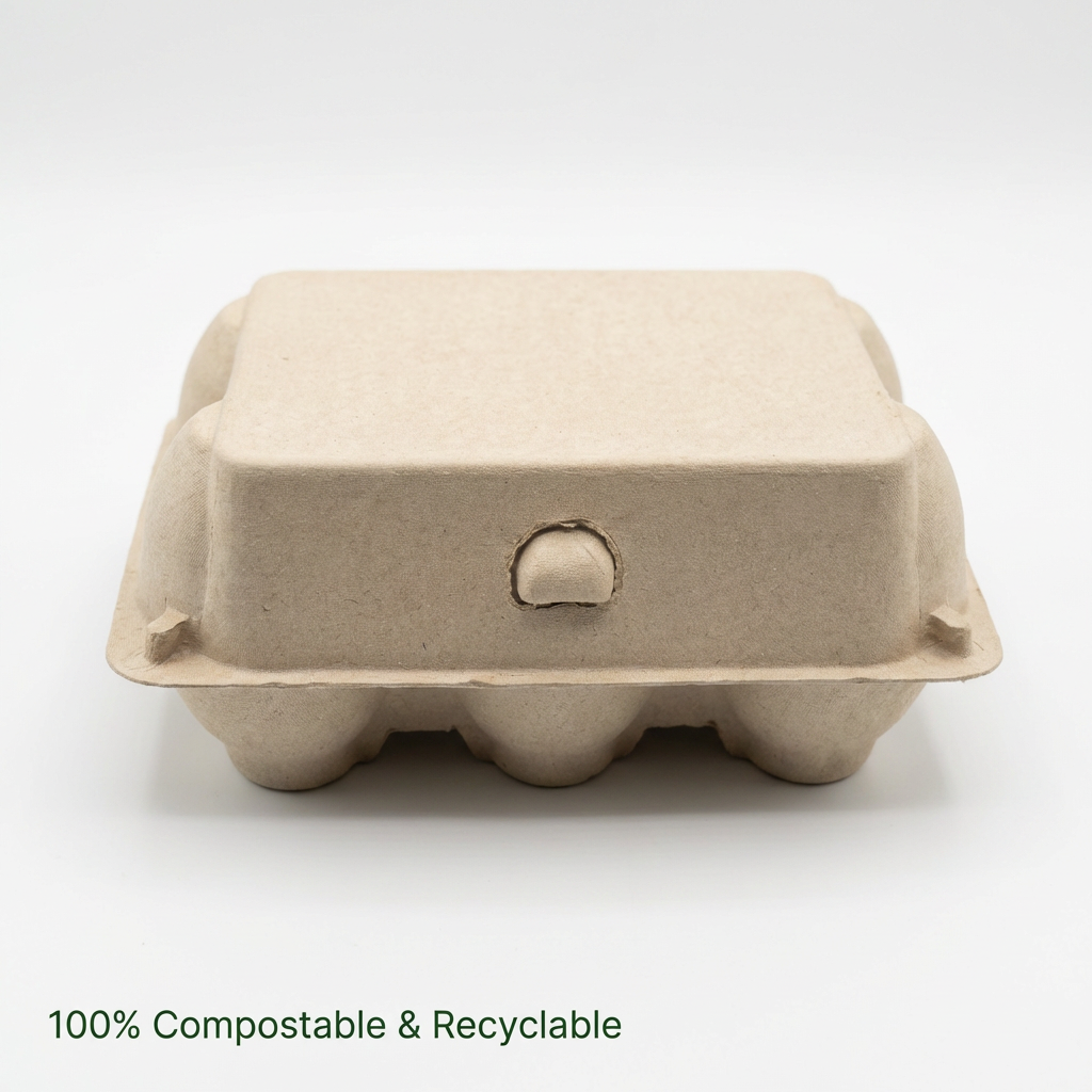 Biodegradable Molded Pulp 6 Egg Cartons Custom Logo Recyclable Pulp Packaging Eco Friendly Shipping Box