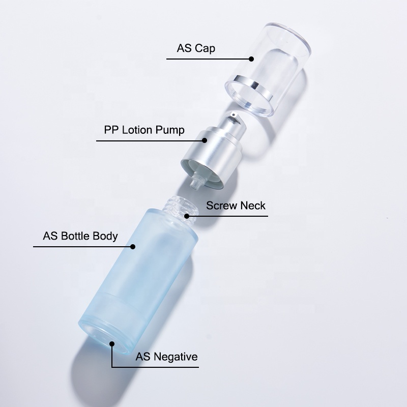 Refillable Frosted 20ml 30ml 50ml 80ml 100ml Blue Cosmetic Packaging Bottles Airless Pump Bottle for Lotion Face Cream Liquid