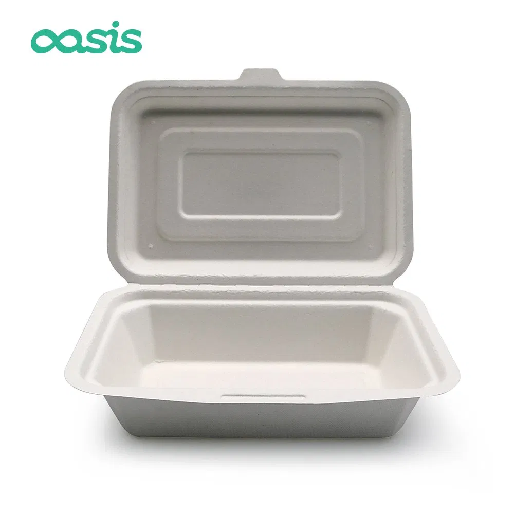 Sustainable Sugarcane Bagasse Biodegradable Compostable Takeaway Food Packaging Box for Restaurant