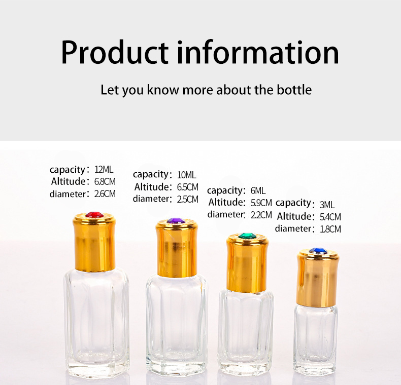 3ml 6ml 9ml 12ml Thick Bottom Glass Essence Cosmetic Packaging Flat Shoulder Glass Roller Bottle Essential Oil Bottle