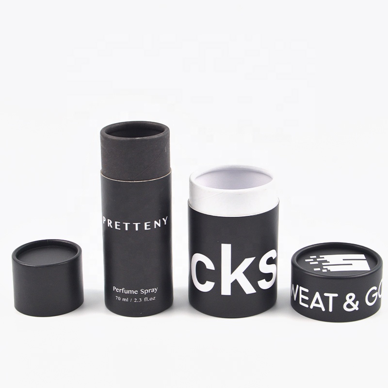 High Quality Biodegradable Matte Kraft Paper Cardboard Black Tube Round Black Paper Tube Packaging with Gold logo