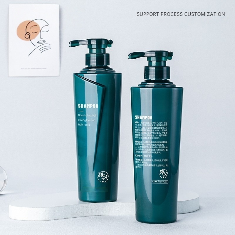 Custom Luxury Blue 500ml PET Plastic Shampoo Bottles for Cosmetics Lotion Pump Bottle Shower Gel Conditioner Shampoo Packaging