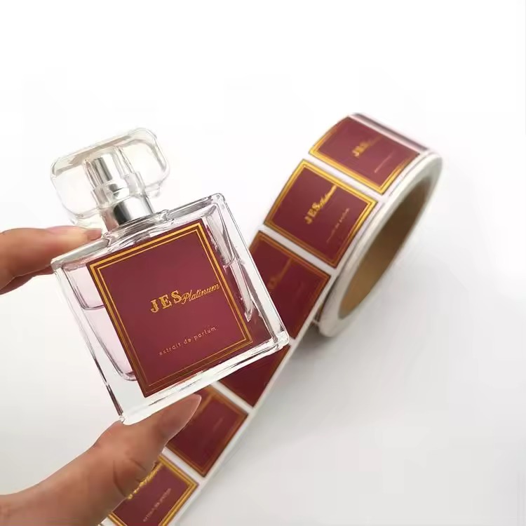 Custom High-End 3D Embossed Gold Foil Perfume Label Sticker For Cosmetic Packaging