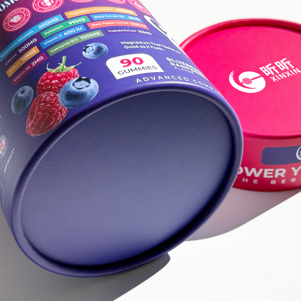 Food Grade Moisture-Proof Supplement Paper Tube Packaging for Snack Sugar Custom Printed Recyclable Cylinder Box for Protein