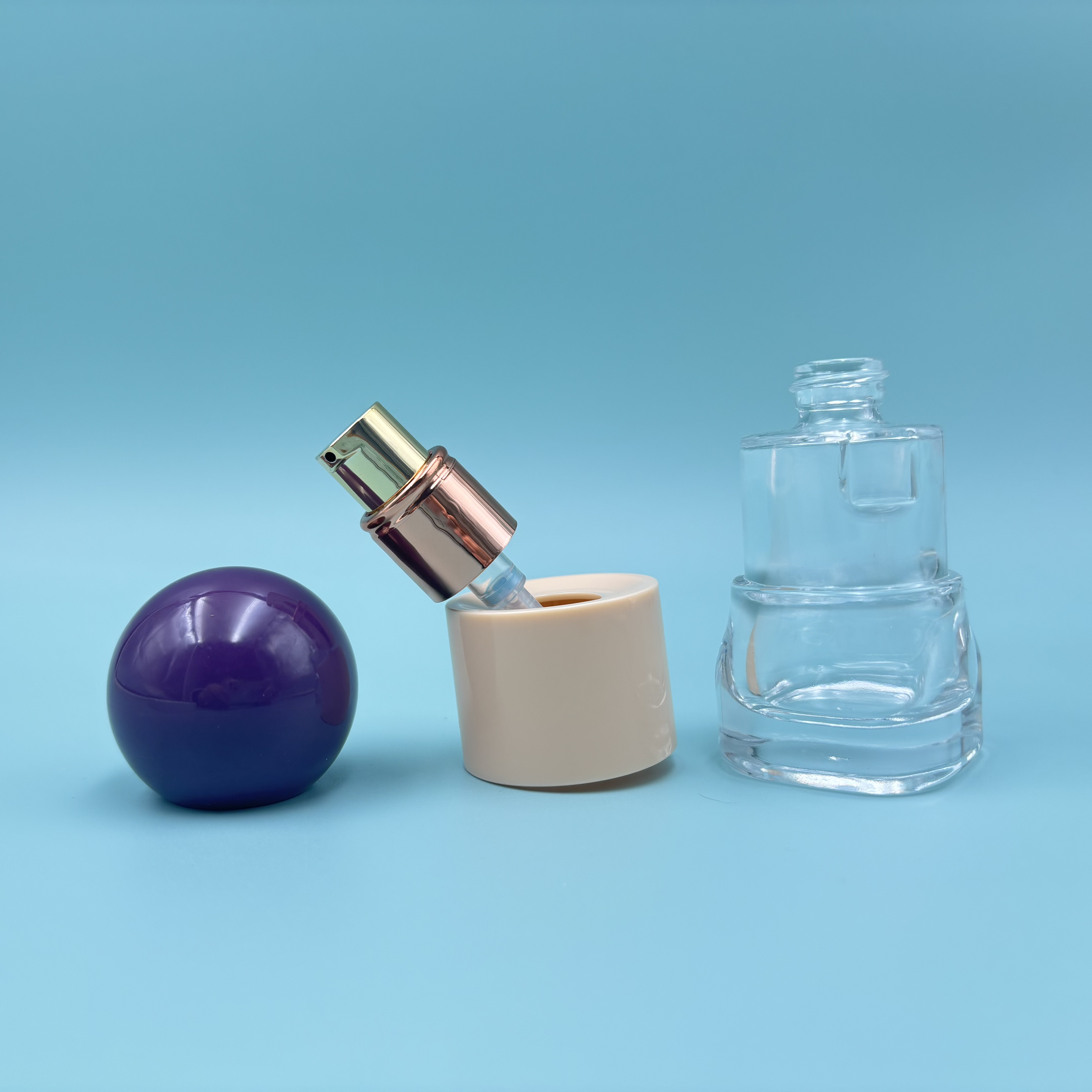 30ML Clear Glass Cosmetic Pump Bottle Lotion Luxury Skincare Packaging