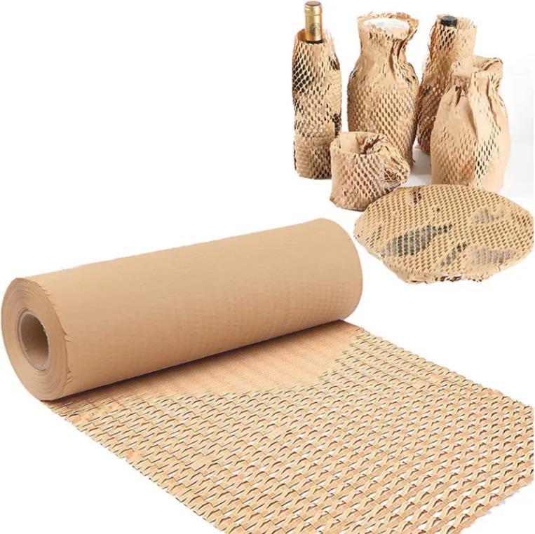 Eco Friendly Recyclable Lovershine Brand Shock-proof Kraft Honeycomb Wrapping Roll for Cargo Protection with Customizable Colors