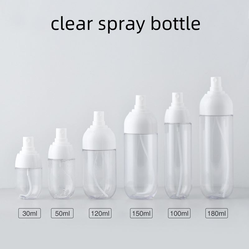 30ml 50ml 100ml 120ml 150ml 180ml For Clear White Plastic Empty Body Mist And Lotion Bottles Oval Shape With Pump Sprayer Seal