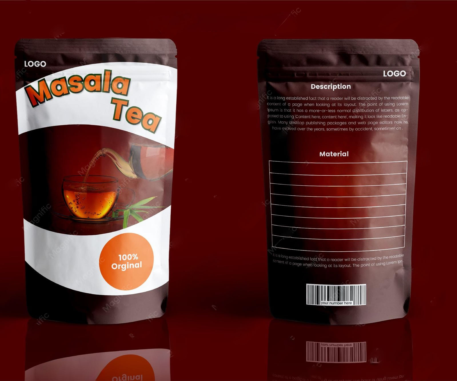 Custom Printed logo Matcha Powder Tea Bags 30g 50g 100g Resealable Aluminum Foil Stand up Pouch Plastic Food Packaging Bags