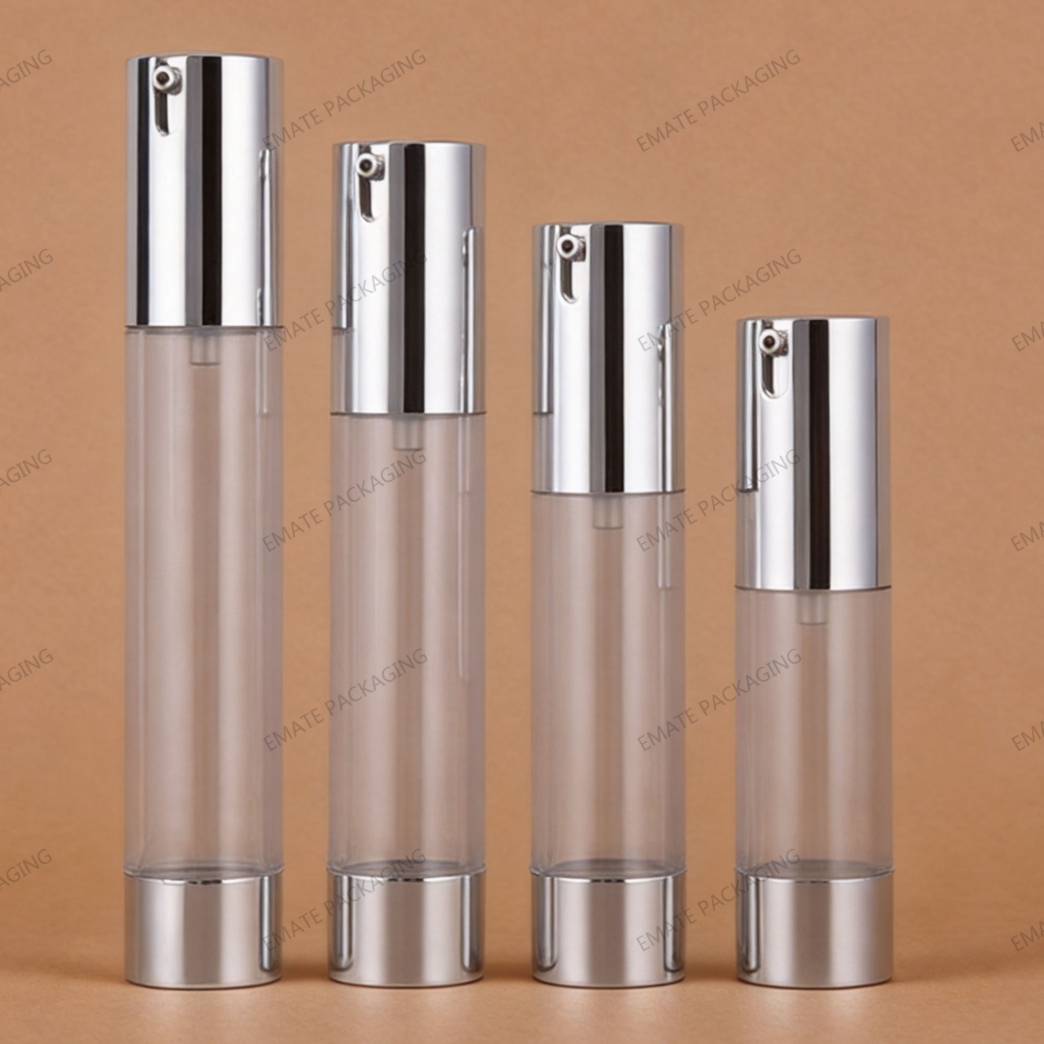 Luxury Clear Golden Silver AS Airless Pump Lotion Bottle 10ml 15ml 20ml 30ml 50ml Refillable Cosmetic Airless Packaging Bottle