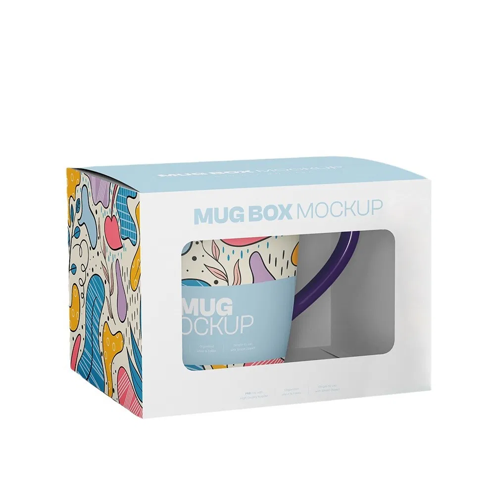 Eco Sustainable Custom Logo Design Coffee Mug Packaging Shipping Full Color Available Plain Kraft UV Coating Embossing Folder