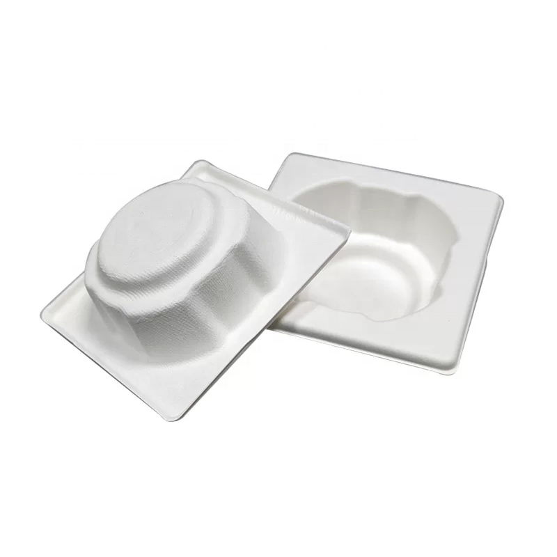 HAOWEI Eco-Friendly Fully Biodegradable Recyclable Molded Pulp Rigid Oblong Packaging Cosmetic Bottles Jars Makeup Boxes Paper