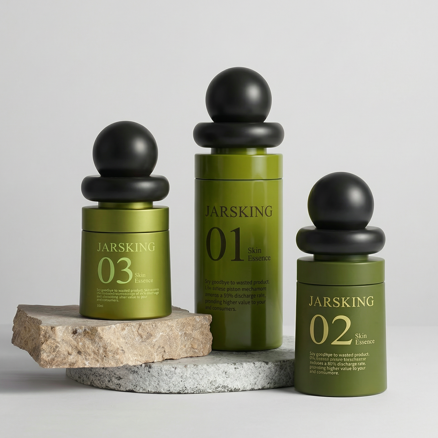 BPA Free Unique Spherical Cap 15ml 30ml 50ml Skin Care Serum Refillable Package Bottle PP Plastic Airless Bottles With Boxes