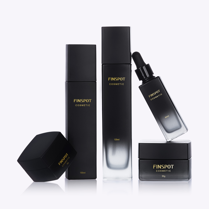 High Quality Glass Cosmetic Spray Bottles Black 100ml 120ml Beauty Glass Packaging for Lotion Cream