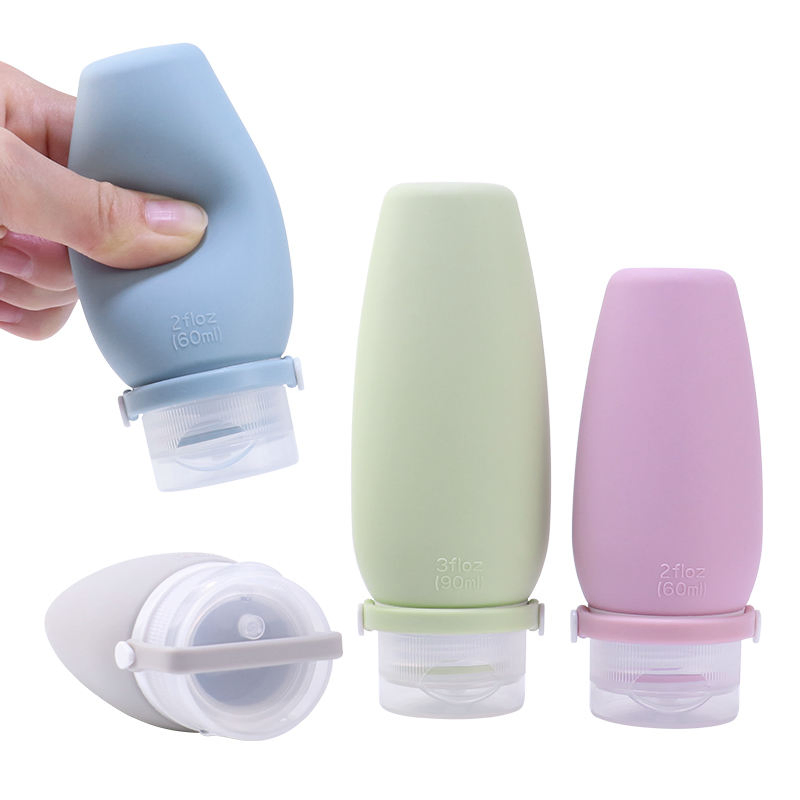 Top Picks Tsa Carry on Approved 4 in 1 Pack 90ml 60ml Reusable Silicone Squeeze Travel Size Cosmetic Toiletry Kit Bottle Set Bottles with Clear PVC Bag