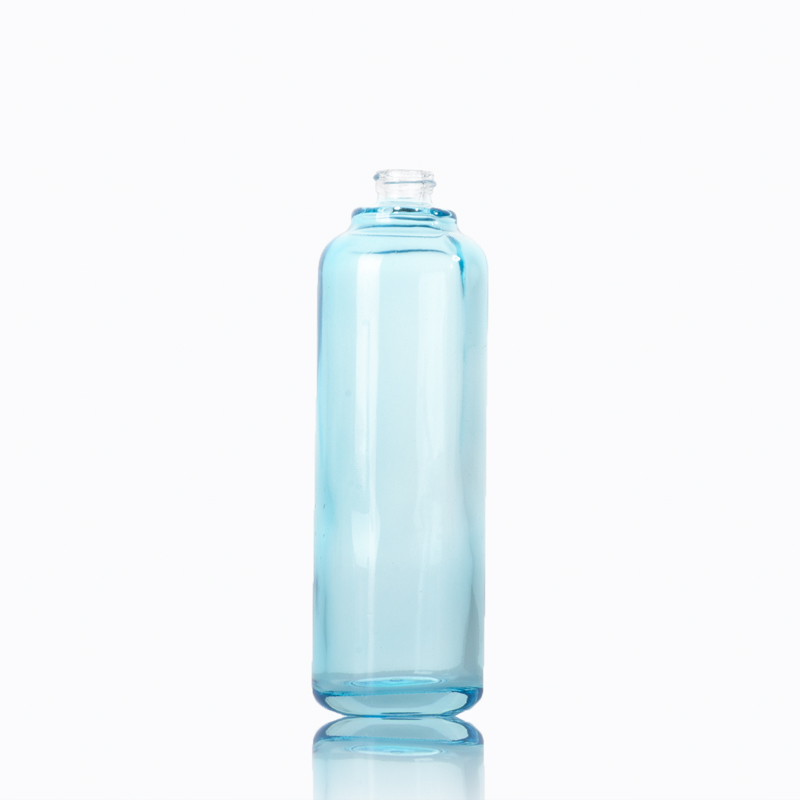 Hot Sale Blue Pink Clear Cosmetic Glass Bottle with Cap and Jar Set for Cosmetics Containers and Packaging