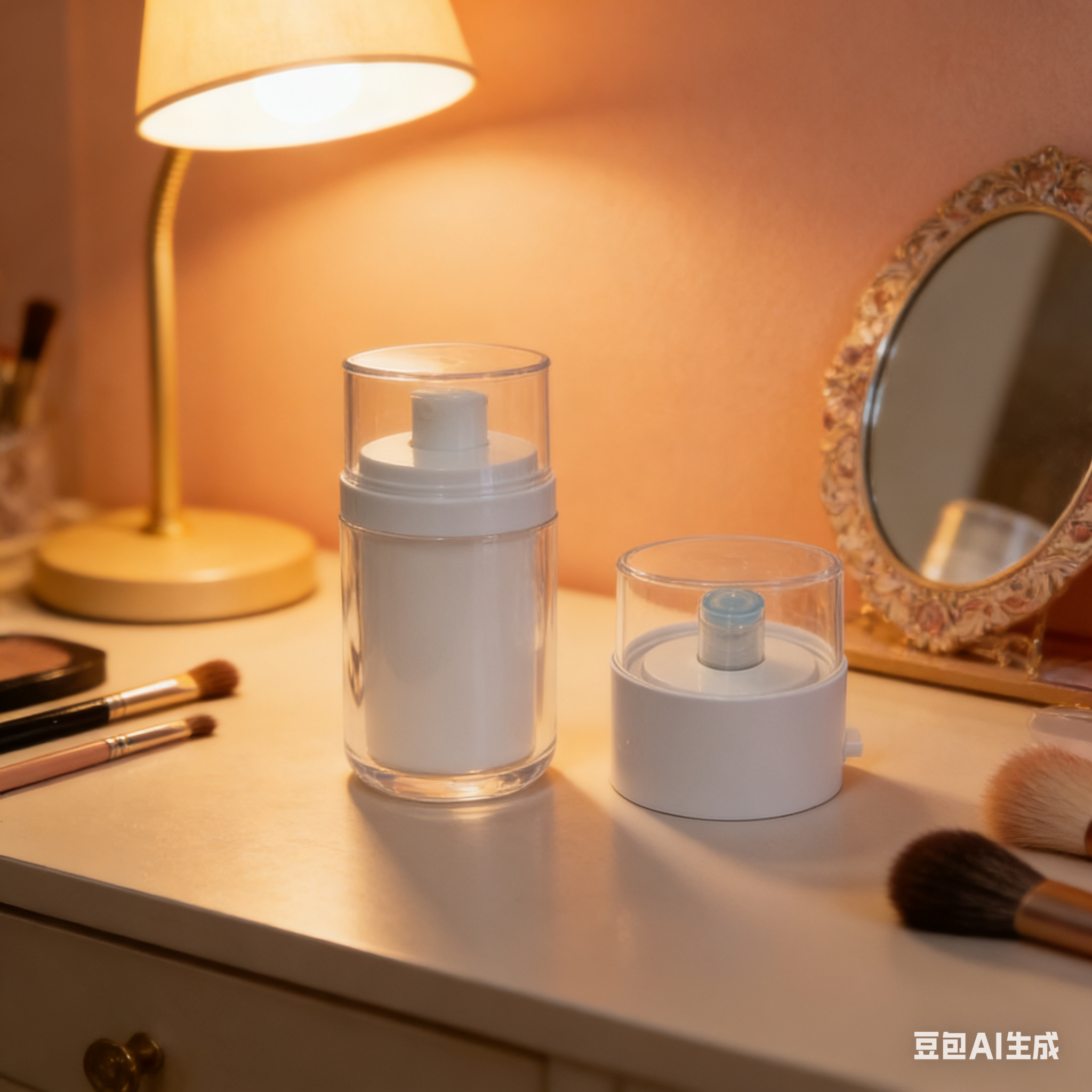 Plastic PP/AS 30ml Gold and Silver Airless Pump Bottle Press Vacuum Cream Jars