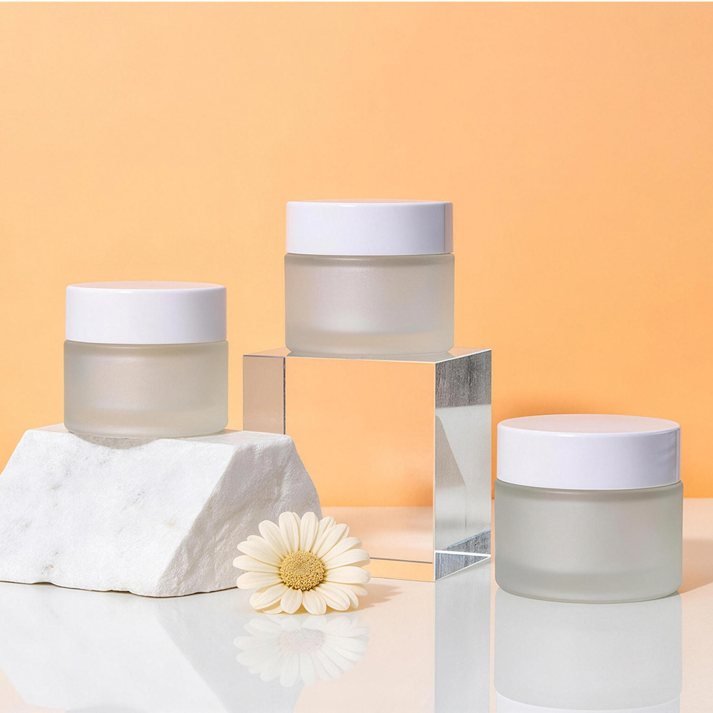5g 10g 20g 30g 50g Empty Frosted Skincare Face Cream Jars Glass Luxury Cosmetics Jar With Lids