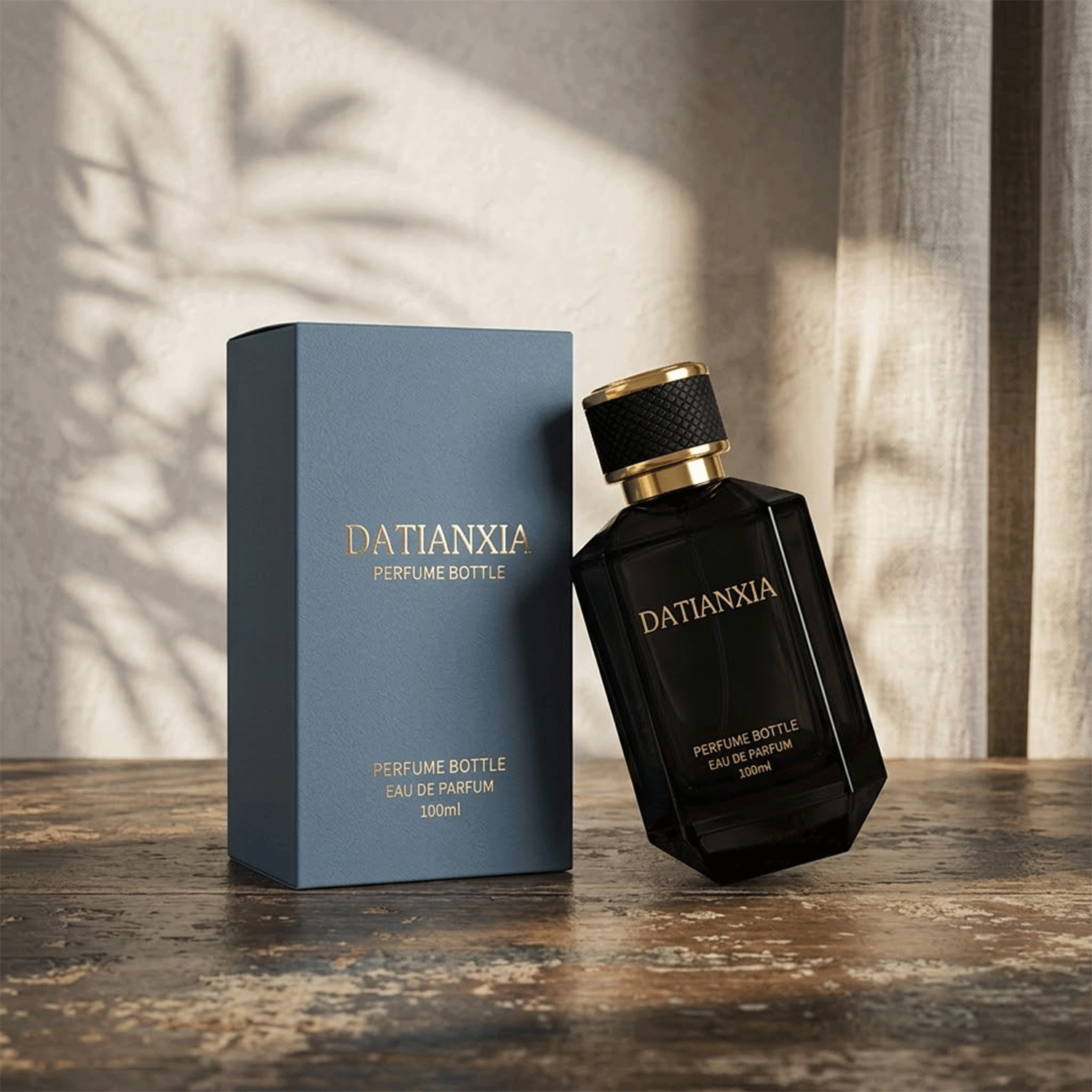 New Arrival Unique Shape Glass Perfume Bottle 30ml 50ml 100ml Black Glass Perfume Bottle With Box Packaging And Lid