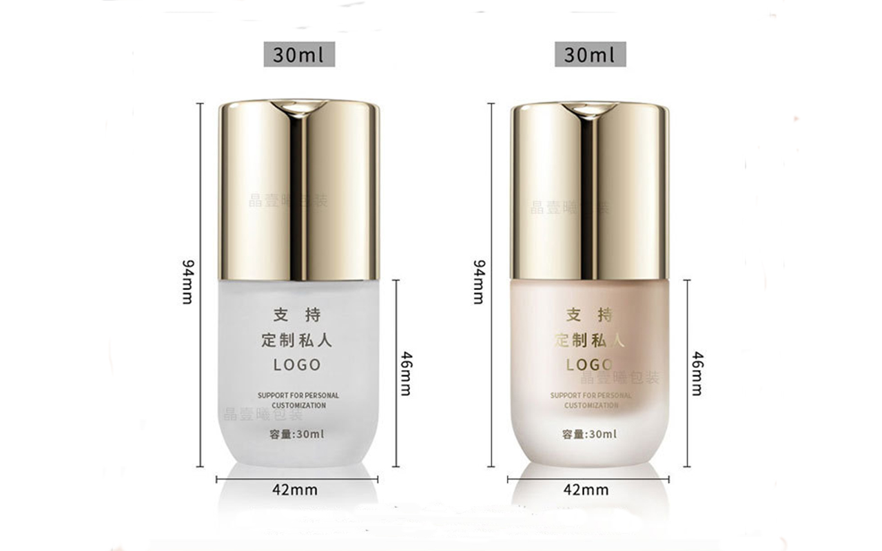 High Quality Cosmetic Packaging Clear Small Lotion Pump Bottle 30ML Glass Frosted Empty Liquid Foundation Bottles