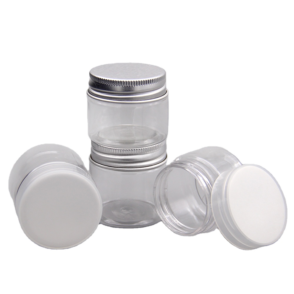 20g 30g Small-sized PET Body Cream Jar Packaging Box with Gasket Aluminum/Plastic Screw Cap for Face Mask &amp; Lotion
