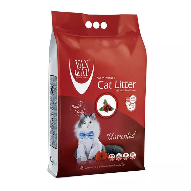 Manufacturer Wholesale Customized Printing Stand up Pouch with Finger Tote Hole Quad Side Seal Bag Cat Litter Packaging